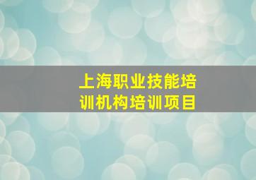 上海职业技能培训机构培训项目