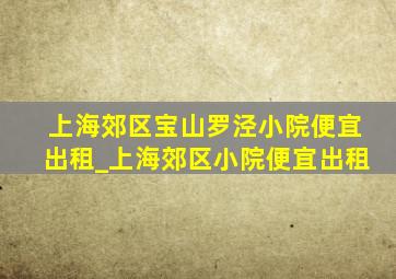 上海郊区宝山罗泾小院便宜出租_上海郊区小院便宜出租