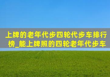 上牌的老年代步四轮代步车排行榜_能上牌照的四轮老年代步车