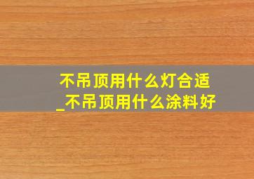 不吊顶用什么灯合适_不吊顶用什么涂料好