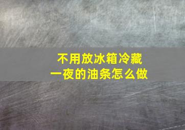 不用放冰箱冷藏一夜的油条怎么做