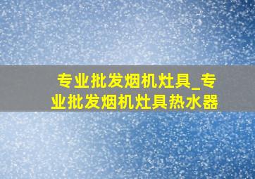 专业批发烟机灶具_专业批发烟机灶具热水器