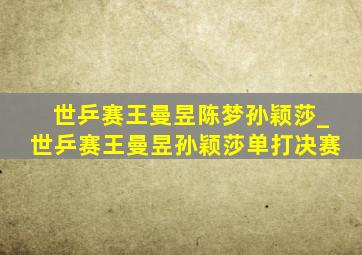 世乒赛王曼昱陈梦孙颖莎_世乒赛王曼昱孙颖莎单打决赛