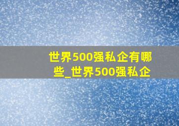 世界500强私企有哪些_世界500强私企