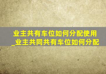 业主共有车位如何分配使用_业主共同共有车位如何分配