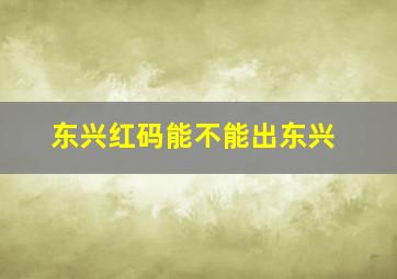 东兴红码能不能出东兴