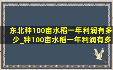 东北种100亩水稻一年利润有多少_种100亩水稻一年利润有多少