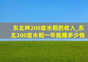 东北种200亩水稻的收入_东北200亩水稻一年能赚多少钱