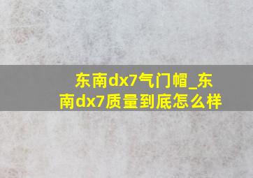 东南dx7气门帽_东南dx7质量到底怎么样