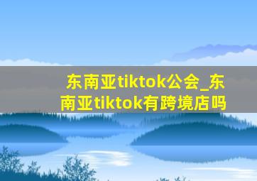 东南亚tiktok公会_东南亚tiktok有跨境店吗