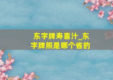 东字牌寿喜汁_东字牌照是哪个省的