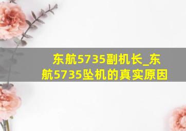 东航5735副机长_东航5735坠机的真实原因