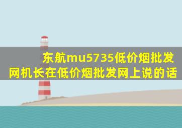 东航mu5735(低价烟批发网)机长在(低价烟批发网)上说的话