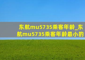 东航mu5735乘客年龄_东航mu5735乘客年龄最小的