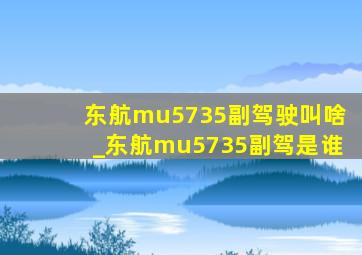 东航mu5735副驾驶叫啥_东航mu5735副驾是谁