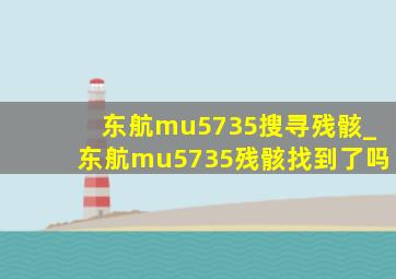 东航mu5735搜寻残骸_东航mu5735残骸找到了吗