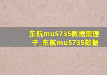 东航mu5735数据黑匣子_东航mu5735数据