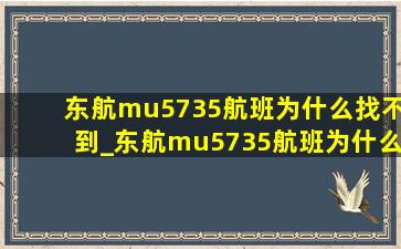 东航mu5735航班为什么找不到_东航mu5735航班为什么会坠机