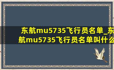 东航mu5735飞行员名单_东航mu5735飞行员名单叫什么名字