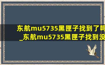 东航mu5735黑匣子找到了吗_东航mu5735黑匣子找到没