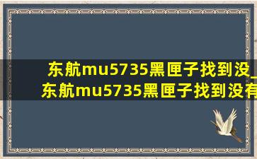 东航mu5735黑匣子找到没_东航mu5735黑匣子找到没有