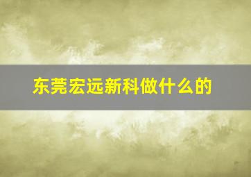 东莞宏远新科做什么的