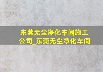 东莞无尘净化车间施工公司_东莞无尘净化车间