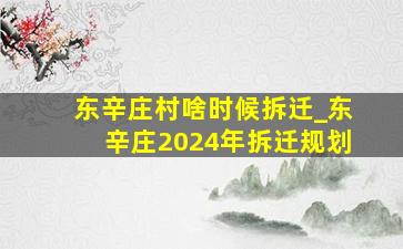 东辛庄村啥时候拆迁_东辛庄2024年拆迁规划