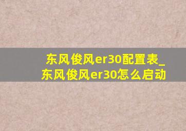 东风俊风er30配置表_东风俊风er30怎么启动