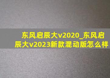 东风启辰大v2020_东风启辰大v2023新款混动版怎么样