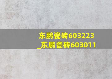 东鹏瓷砖603223_东鹏瓷砖603011