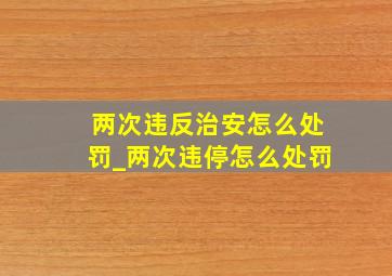 两次违反治安怎么处罚_两次违停怎么处罚