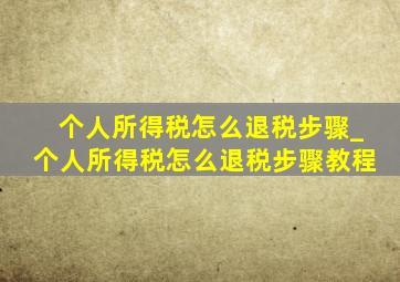 个人所得税怎么退税步骤_个人所得税怎么退税步骤教程