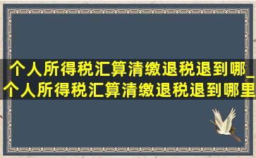 个人所得税汇算清缴退税退到哪_个人所得税汇算清缴退税退到哪里