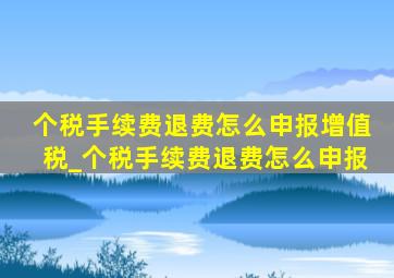 个税手续费退费怎么申报增值税_个税手续费退费怎么申报