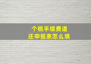 个税手续费退还申报表怎么填