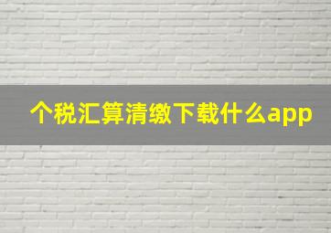 个税汇算清缴下载什么app