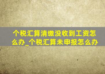 个税汇算清缴没收到工资怎么办_个税汇算未申报怎么办