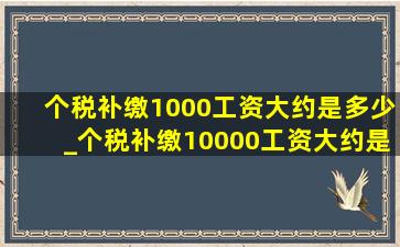 个税补缴1000工资大约是多少_个税补缴10000工资大约是多少