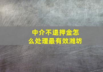 中介不退押金怎么处理最有效潍坊