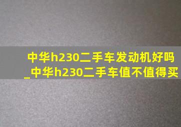 中华h230二手车发动机好吗_中华h230二手车值不值得买