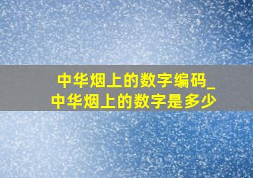 中华烟上的数字编码_中华烟上的数字是多少