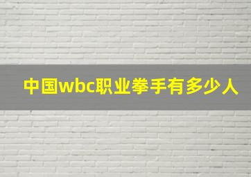 中国wbc职业拳手有多少人