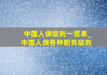 中国人保级别一览表_中国人保各种职务级别