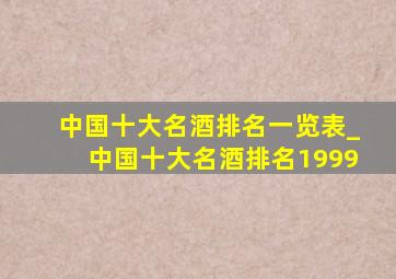 中国十大名酒排名一览表_中国十大名酒排名1999