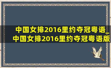 中国女排2016里约夺冠粤语_中国女排2016里约夺冠粤语版