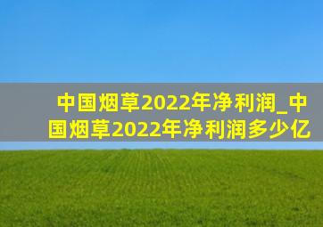中国烟草2022年净利润_中国烟草2022年净利润多少亿