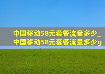 中国移动58元套餐流量多少_中国移动58元套餐流量多少g