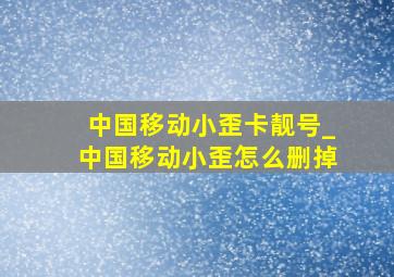 中国移动小歪卡靓号_中国移动小歪怎么删掉