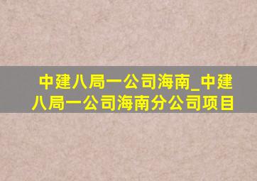 中建八局一公司海南_中建八局一公司海南分公司项目